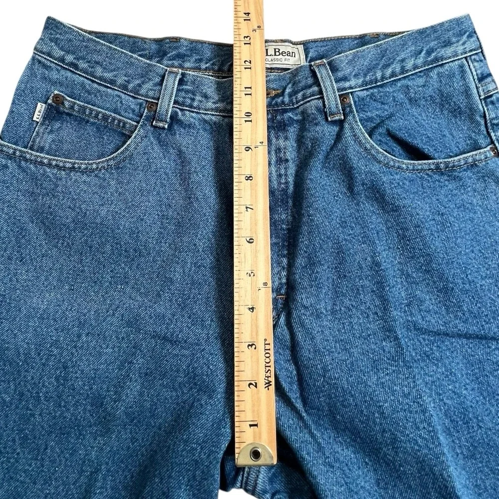 L.L. Bean Mens 34X28 Straight‎ Leg Flannel Lined Medium Wash Jeans (Tag 34X32)